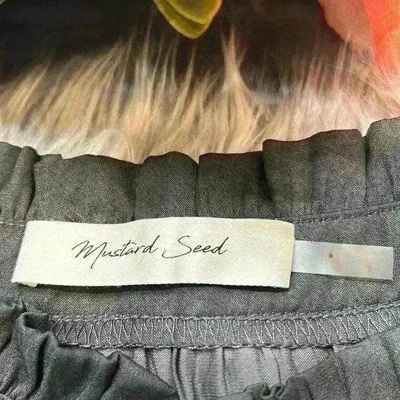 Mustard Seed Gray Silk-Like Sleeveless Tie Neck drop-waist  Tiered Dress, M - Picture 7 of 11